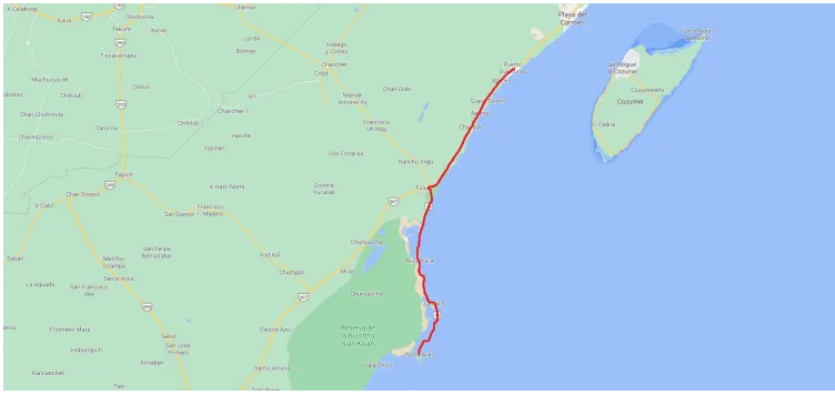 Map of Sian Ka'an biosphere reserve
